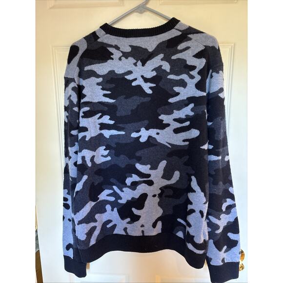 Greyson Mens Cashmere Long Sleeve Camouflage Print Sweater Blue Size L - Picture 6 of 8
